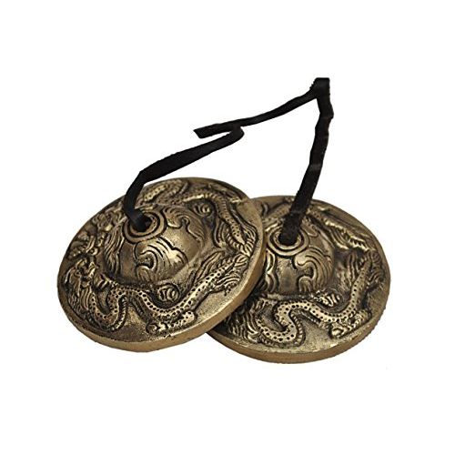  Dharma Store - Tibetan Yoga Meditation Cymbals Bell - Dragon Embossed (Original Version)