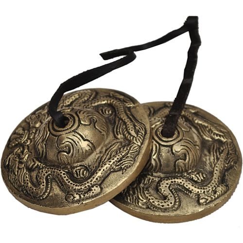  Dharma Store - Tibetan Yoga Meditation Cymbals Bell - Dragon Embossed (Original Version)