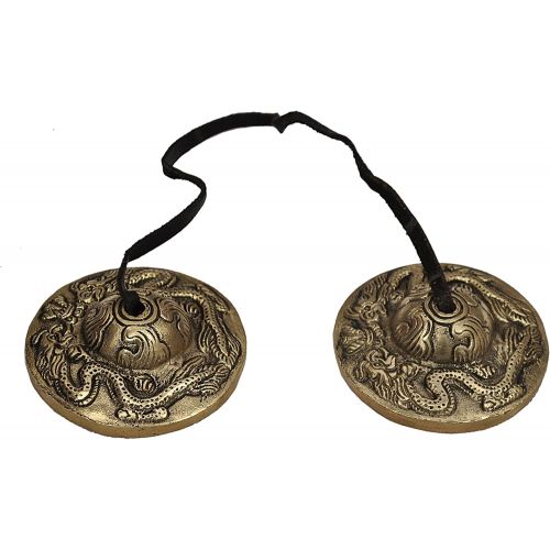  Dharma Store - Tibetan Yoga Meditation Cymbals Bell - Dragon Embossed (Original Version)