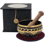 DharmaObjects Tibetan Yoga Meditation Om Mani Padme Hum Singing Bowl Mallet Cushion Box Gift Set (Purple)명상종 싱잉볼