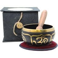 DharmaObjects Tibetan Yoga Meditation OM Singing Bowl/Mallet/Cushion/Box Gift Set명상종 싱잉볼