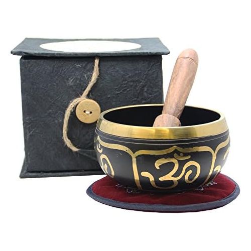  DharmaObjects Tibetan Yoga Meditation OM Singing Bowl/Mallet/Cushion/Box Gift Set명상종 싱잉볼