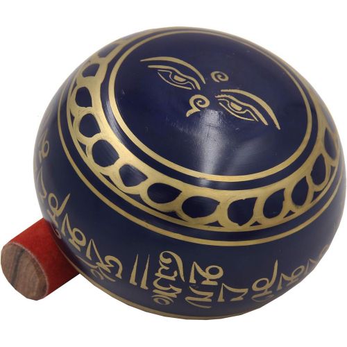  DharmaObjects Large ~ Tibetan OM MANI Singing Bowl Set ~ With Mallet, Brocade Cushion & Carry Bag ~ For Meditation, Chakra Healing, Prayer, Yoga (Black)명상종 싱잉볼