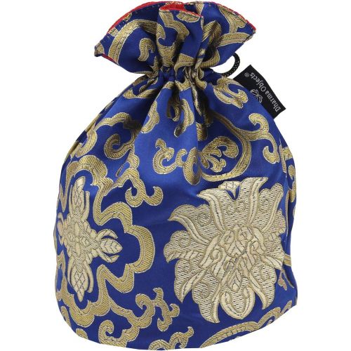  DharmaObjects Large ~ Tibetan OM MANI Singing Bowl Set ~ With Mallet, Brocade Cushion & Carry Bag ~ For Meditation, Chakra Healing, Prayer, Yoga (Blue)명상종 싱잉볼