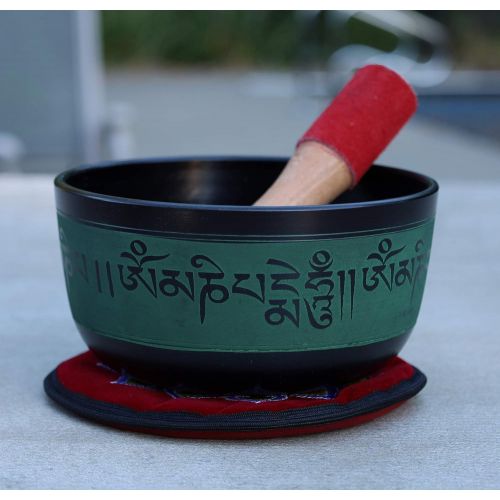  DharmaObjects Yoga Meditation 6 Inches Om Mani Buddha Singing Bowl/Cushion/Mallet Gift Set명상종 싱잉볼