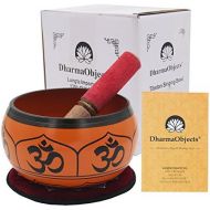 DharmaObjects Yoga Meditation 6 Inches OM Mantra Singing Bowl/Pad/Mallet Gift Set (Orange)명상종 싱잉볼