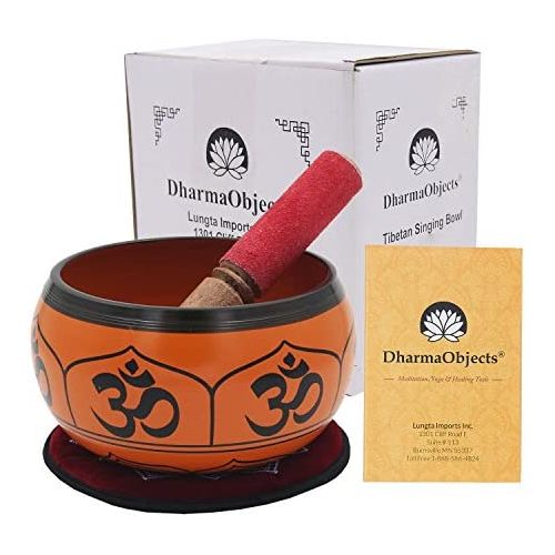  DharmaObjects Yoga Meditation 6 Inches OM Mantra Singing Bowl/Pad/Mallet Gift Set (Orange)명상종 싱잉볼