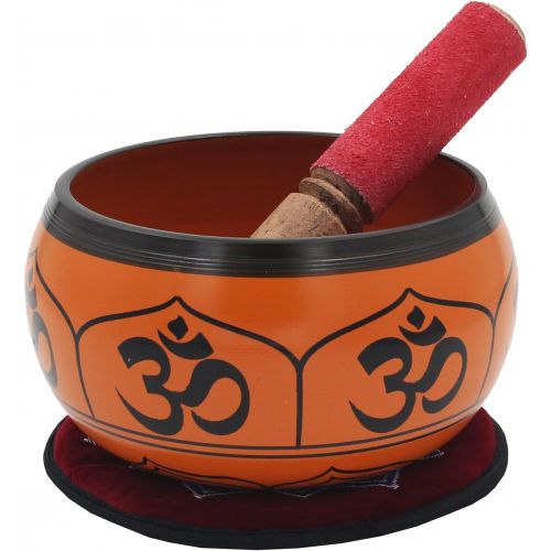  DharmaObjects Yoga Meditation 6 Inches OM Mantra Singing Bowl/Pad/Mallet Gift Set (Orange)명상종 싱잉볼