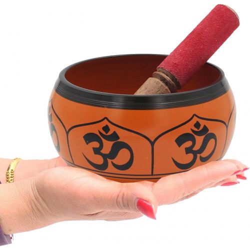  DharmaObjects Yoga Meditation 6 Inches OM Mantra Singing Bowl/Pad/Mallet Gift Set (Orange)명상종 싱잉볼