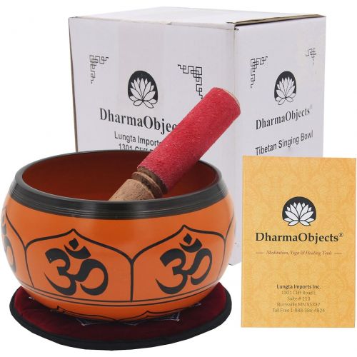  DharmaObjects Yoga Meditation 6 Inches OM Mantra Singing Bowl/Pad/Mallet Gift Set (Orange)명상종 싱잉볼