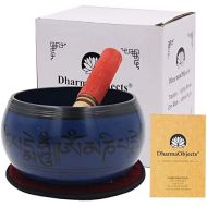 DharmaObjects Meditation Grade 6 Inches Tibetan Om Mani Singing Bowl Mallet/Cushion Set (Blue)명상종 싱잉볼