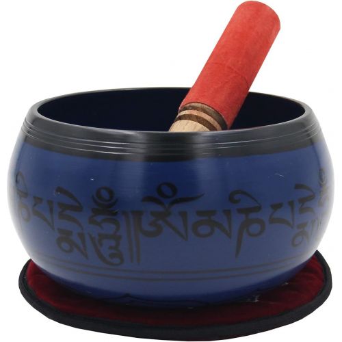  DharmaObjects Meditation Grade 6 Inches Tibetan Om Mani Singing Bowl Mallet/Cushion Set (Blue)명상종 싱잉볼