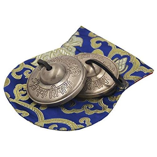  Lungta Imports DharmaObjects Tibetan Premium QualityOm Lotus Tingsha Cymbals 3 With Pouch