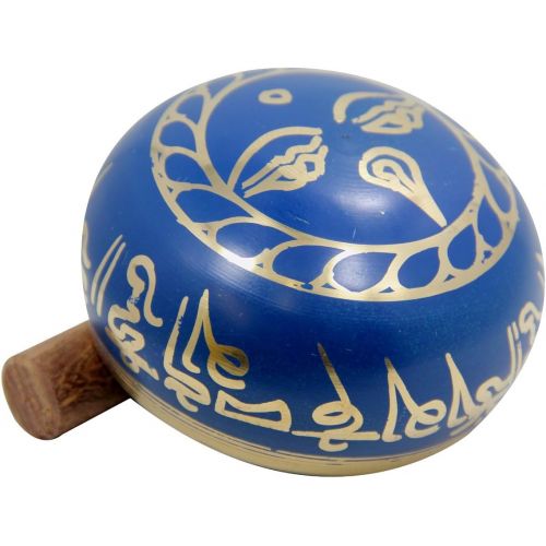  DharmaObjects Tibetan Meditation Om Mani Singing Bowl/Cushion/Mallet (Blue)명상종 싱잉볼