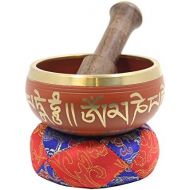 DharmaObjects Tibetan Meditation Om Mani Singing Bowl/Cushion/Mallet (Orange)명상종 싱잉볼