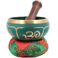 DharmaObjects Tibetan Relaxing Om Singing Bowl/Cushion/Mallet (Green)명상종 싱잉볼