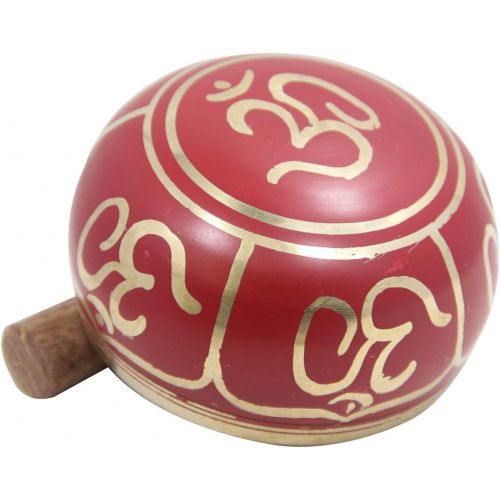  DharmaObjects Tibetan Relaxing Om Singing Bowl/Cushion/Mallet (Red)명상종 싱잉볼