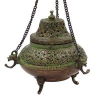 인센스스틱 DharmaObjects Tibetan Traditional Hanging Incense Burner Copper (5.5 x 4.5 x 4.5 Inches, Hanging 7)