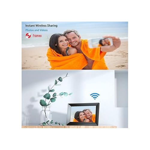  Frameo 10.1 Inch WiFi Digital Photo Frame with IPS Touch Screen HD Display, Easy to Send Picture and Video Remotely via APP from Anywhere, 16GB Large Storage, Auto Rotate, Slideshow, Wall Mountable