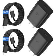 S24 S23 S22 Ultra Samsung Charger Fast Charging,25W Android Phone Charger Cord Type C Block & Super Fast Charger USB C Cable 10Ft for Samsung Galaxy S24/S23/S22/S21/S20/Plus/Ultra/FE/Note 20/10,2 Pack