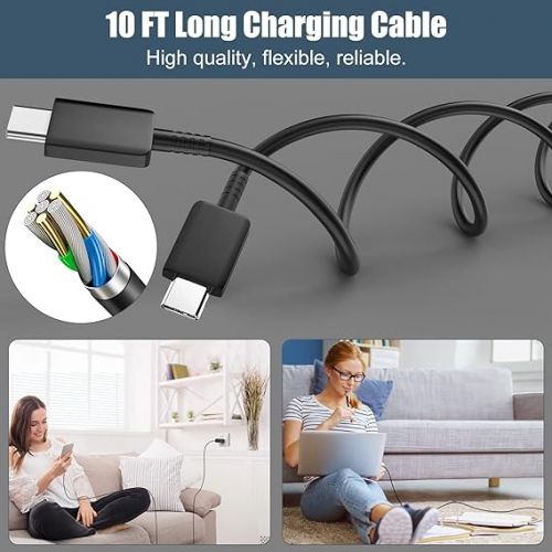  S24 S23 S22 Ultra Samsung Charger Fast Charging,25W Android Phone Charger Cord Type C Block & Super Fast Charger USB C Cable 10Ft for Samsung Galaxy S24/S23/S22/S21/S20/Plus/Ultra/FE/Note 20/10,2 Pack