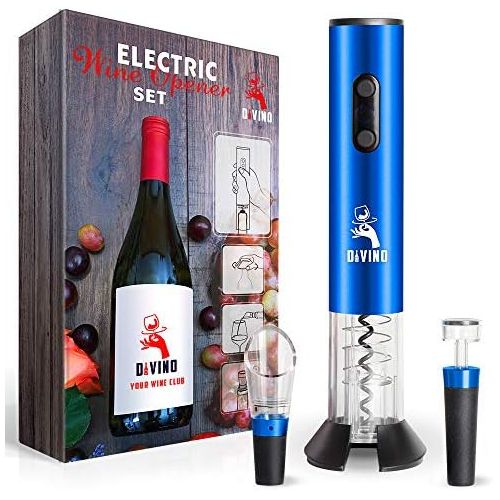  [아마존베스트]DiVino Electric Wine Opener Set - 4-in-1 Package with Battery-Powered Corkscrew, Vacuum Stopper, Foil Cutter & Aerator Pourer - Cordless Design with Automatic LED Indicator - Gifts