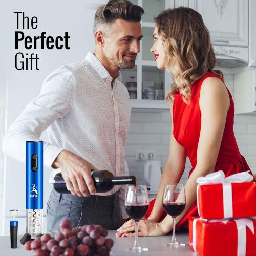  [아마존베스트]DiVino Electric Wine Opener Set - 4-in-1 Package with Battery-Powered Corkscrew, Vacuum Stopper, Foil Cutter & Aerator Pourer - Cordless Design with Automatic LED Indicator - Gifts