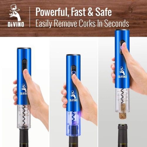  [아마존베스트]DiVino Electric Wine Opener Set - 4-in-1 Package with Battery-Powered Corkscrew, Vacuum Stopper, Foil Cutter & Aerator Pourer - Cordless Design with Automatic LED Indicator - Gifts