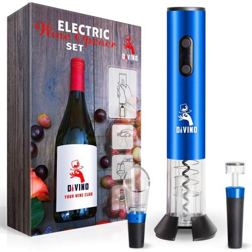  [아마존베스트]DiVino Electric Wine Opener Set - 4-in-1 Package with Battery-Powered Corkscrew, Vacuum Stopper, Foil Cutter & Aerator Pourer - Cordless Design with Automatic LED Indicator - Gifts