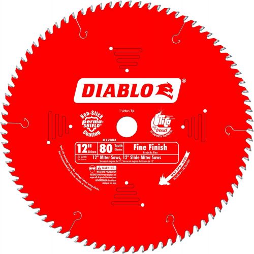  Freud D1280X Diablo 12-Inch 80 Tooth ATB Crosscutting Saw Blade with 1-Inch Arbor, Red