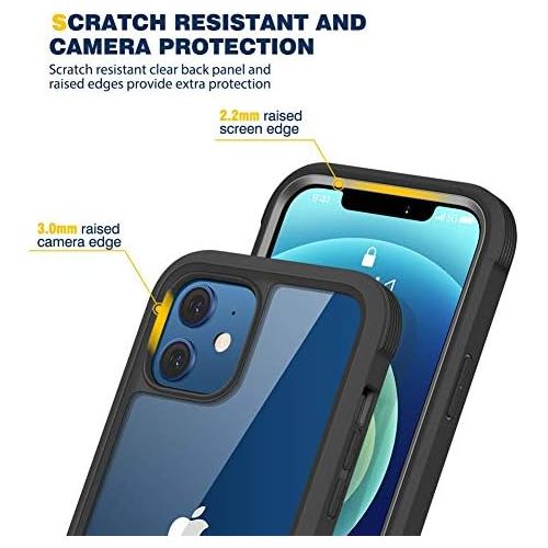  [아마존베스트]Diaclara Designed for iPhone 12/12 Pro Case, Full Body Rugged Case with Built-in Touch Sensitive Anti-Scratch Screen Protector, Soft TPU Bumper Case for iPhone 12/12 Pro 6.1 (Black