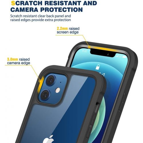  [아마존베스트]Diaclara Designed for iPhone 12/12 Pro Case, Full Body Rugged Case with Built-in Touch Sensitive Anti-Scratch Screen Protector, Soft TPU Bumper Case for iPhone 12/12 Pro 6.1 (Black