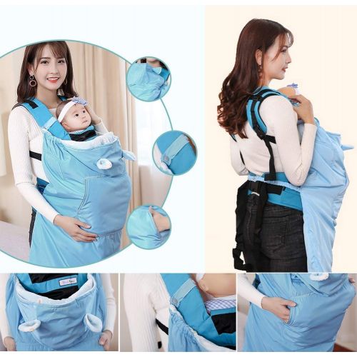  Diagtree Universal Hoodie All Season Carrier Cover for Baby Carrier Windbreaker (Blue Carrier Cover)