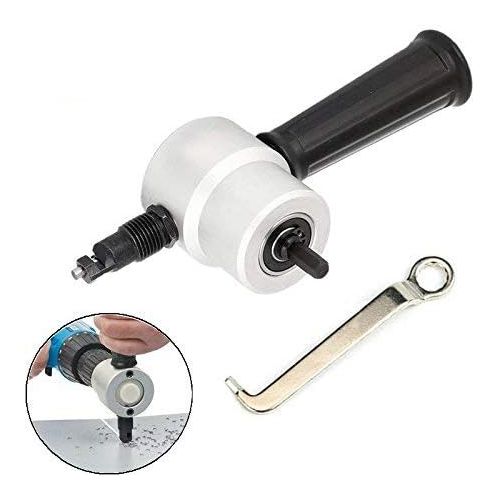  Diagtree Nibbler Cutter Drill Attachment Double Head Metal Sheet- Wrench and Parts,Tool Black Set