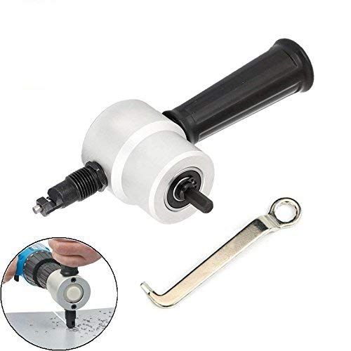  Diagtree Nibbler Cutter Drill Attachment Double Head Metal Sheet- Wrench and Parts,Tool Black Set