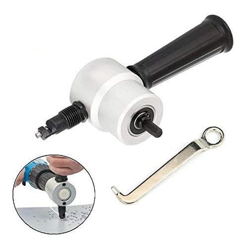  [아마존베스트]Diagtree Nibbler Cutter Drill Attachment Double Head Metal Sheet- Wrench and Parts,Tool Black Set