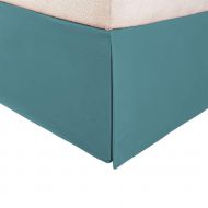 Diamond D&H Teal Blue Solid Color Pattern 15-inch Drop Bed Skirt King Size, Elegant Luxurious Lightweight Design Bed Valance, Features Wrinkle-Resistant, Modern Casual Style, Bold Color, P