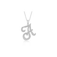 Diamond Accent Script Initial Pendant Necklace by Diamante