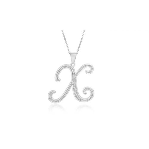  Diamond Accent Script Initial Pendant Necklace by Diamante