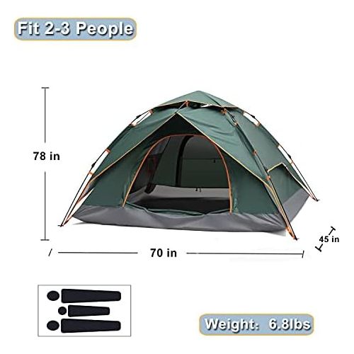  Diamond Candy Pop Up Tents for Camping 2-3 Person, 3000mm Waterproof Tent, Instant Setup in 60 Seconds, 2 Ventilated Mesh Doors, 8x7 ft Sun Shelter