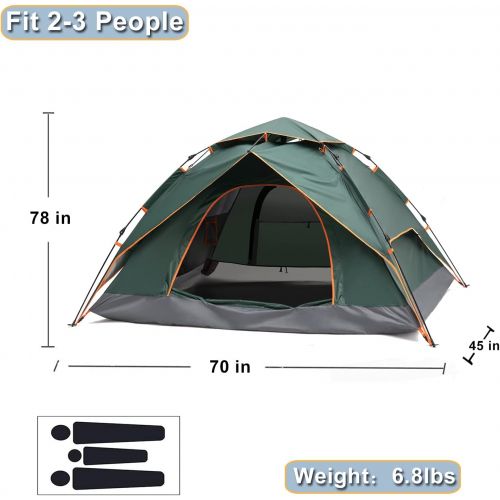  Diamond Candy Pop Up Tents for Camping 2-3 Person, 3000mm Waterproof Tent, Instant Setup in 60 Seconds, 2 Ventilated Mesh Doors, 8x7 ft Sun Shelter