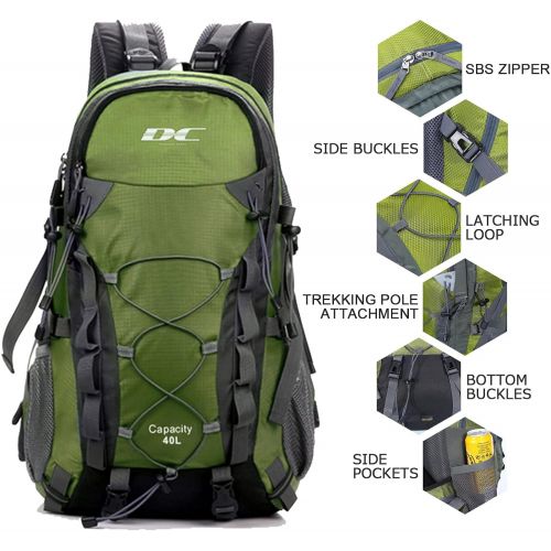  Diamond Candy Waterproof Hiking Backpack for Men and Women, 40L Lightweight Day Pack for Travel Camping