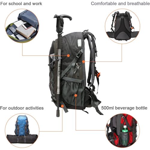  Diamond Candy Waterproof Hiking Backpack for Men and Women, 40L Lightweight Day Pack for Travel Camping