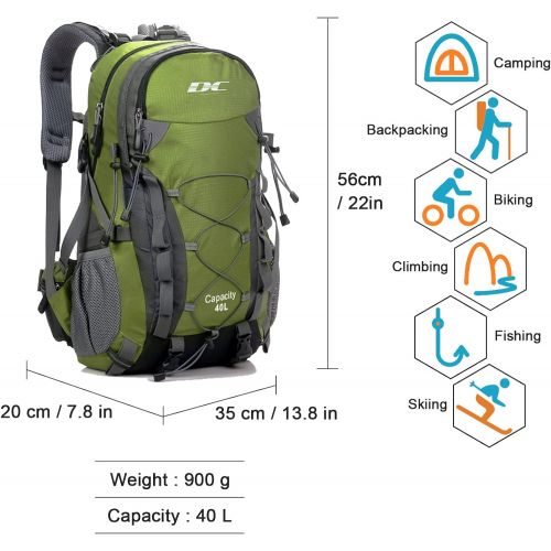  Diamond Candy Waterproof Hiking Backpack for Men and Women, 40L Lightweight Day Pack for Travel Camping
