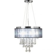 Diamond Life Chrome Finish Translucent Black Shade 5-light Crystal Chandelier Pendant Hanging Ceiling Lamp