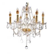 Diamond Life 6-Light Classic Style Gold Finish Crystal Chandelier Pendant Hanging Ceiling Lighting, 22 Wide