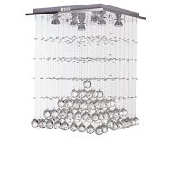 Diamond Life Modern Rain Drop LED Chandelier with Crystal Balls Ceiling Lighting Fixture W16 xL16 xH25, Bulbs Included
