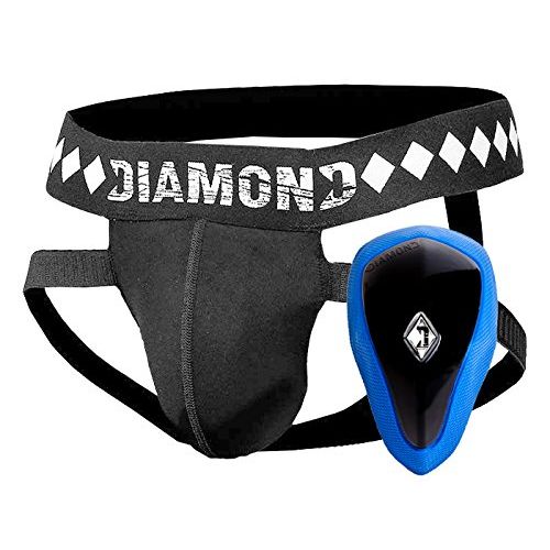  Diamond MMA Athletic Cup Groin Protector & Four-Strap No Shift Jock Strap System for Sports, XX-Large