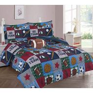 DiamondHome Boys Bedroom Decor Rugby Design (Full Comforter 8pc Set)