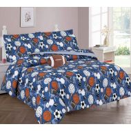 DiamondHome Boys Bedroom Decor Sport Athlete Design (Full Comforter 8Pc Set)